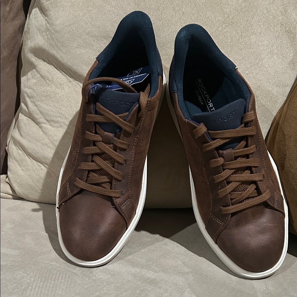 Rockport Men's Leather Sneakers in Brown and Blue